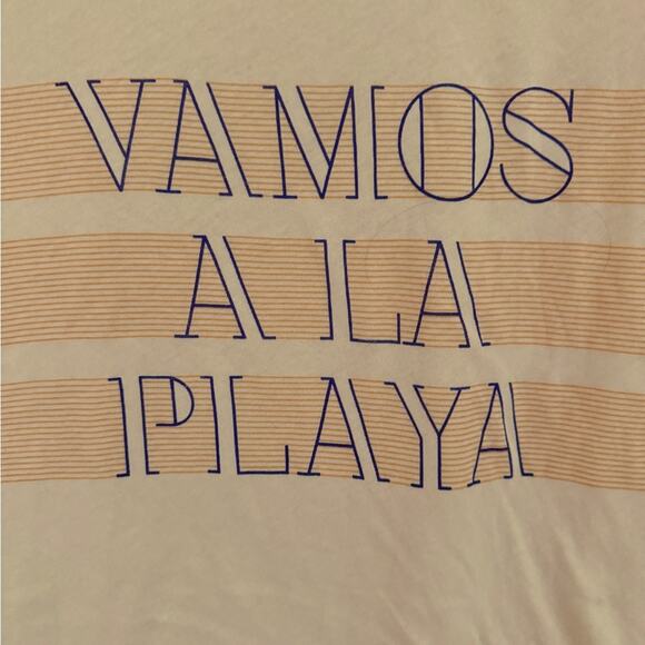 J. Crew Collection short sleeved tissue T-shirt pale peach / orange w text M - Picture 3 of 8